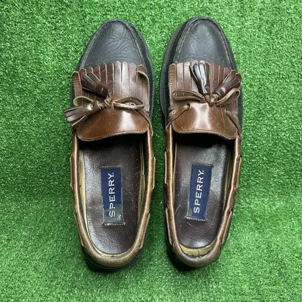 Sperry Black Two Tone Leather Boat Shoes Casual‎ Mens USA Size 10 M